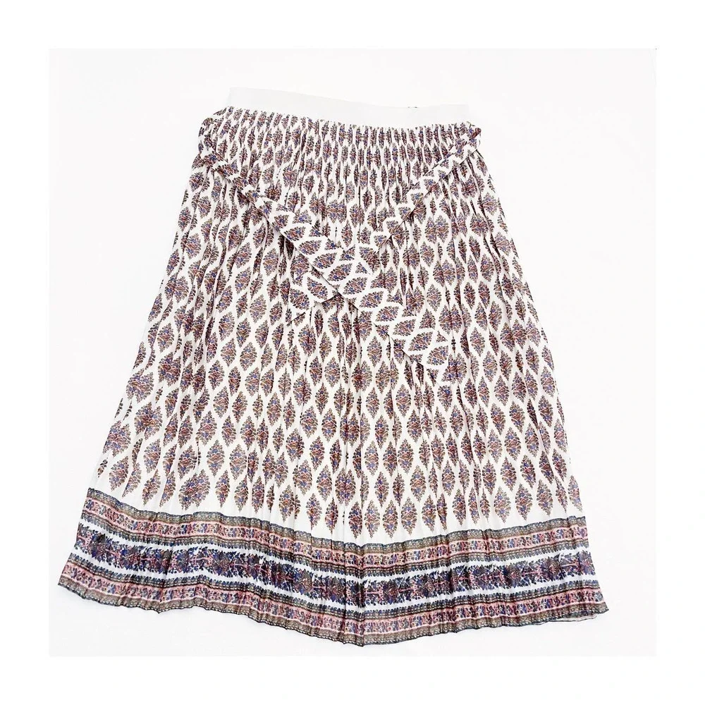 Madewell Pleated A-Line Skirt Flower Print Bohemian SZ4